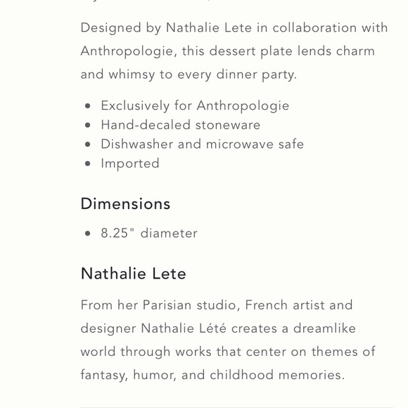 Anthropologie Nathalie Lete Plate New In Box - Picture 6 of 11